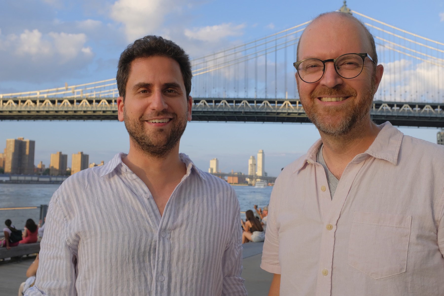 SimmerThyme founders Ezra and Ben together outdoors by a bridge